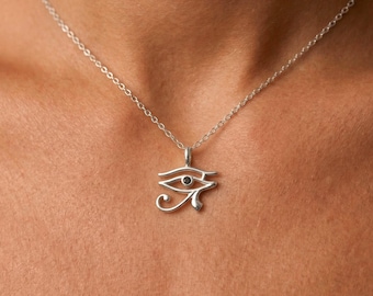 18K Gold Eye of Horus Necklace, Spiritual Protection Amulet