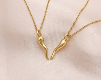 Dreamtimes Italiaanse hoornketting voor vrouwen en mannen roestvrij