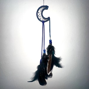 Authentic Lakota Made Small Crescent Moon Dreamcatcher "Moon Beam"