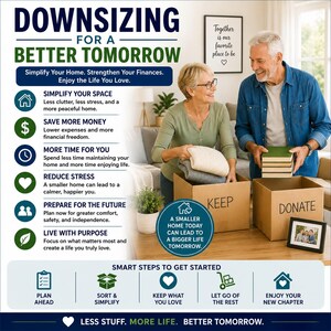 Downsizing After Retirement Guide | Decluttering for Seniors | Simplify Your Home | Retirement Moving Planner PDF