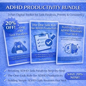 ADHD Productivity Bundle | 3-Part System for Task Paralysis, Priority & Consistency | 36-Page Toolkit | Save 20% | Digital Guide Gallery