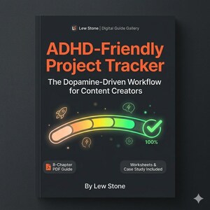 ADHD Project Tracker for Content Creators | Dopamine Driven Workflow Guide  8 Chapter PDF  Strategy Worksheets | Neurodivergent Productivity