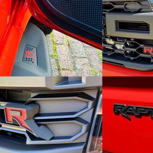 Ford Next Gen Ranger Raptor sidestep inserts, front grill R badge and rear R badge (carbon fiber infill)