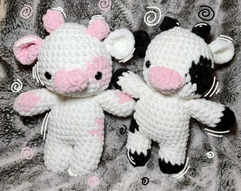 Handmade Crochet Cow Plushie – Kawaii Farm Animal Nursery Decor