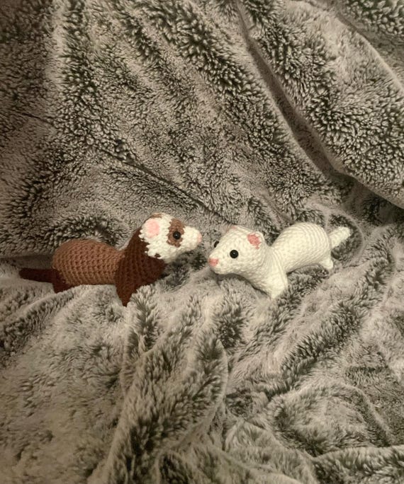 Mini Amigurumi Ferret – Albino or Sable Ferret Plushie - Handmade Custom Crochet Toy