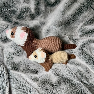 Mini Amigurumi Ferret – Albino or Sable Ferret Plushie - Handmade Custom Crochet Toy mini pocket sable