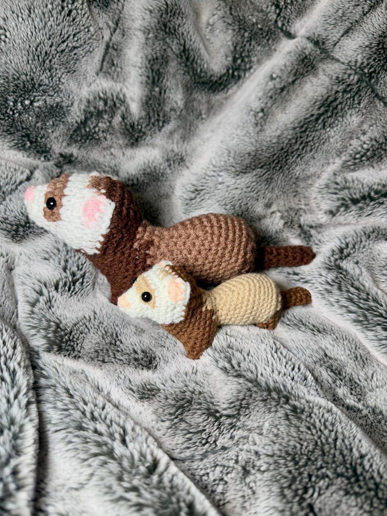 Mini Amigurumi Ferret – Albino or Sable Ferret Plushie - Handmade Custom Crochet Toy mini pocket sable