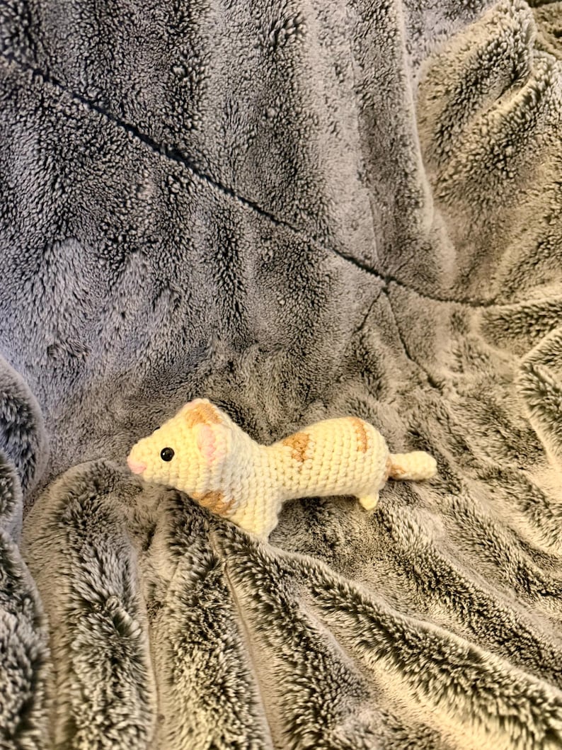 Mini Amigurumi Ferret – Albino or Sable Ferret Plushie - Handmade Custom Crochet Toy albino 2