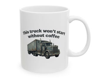 Trucker Coffee Mug | Funny Semi Truck Illustration