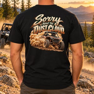 T-shirt humoristique pour UTV, imprimé au dos avec motif nuage de poussière.
