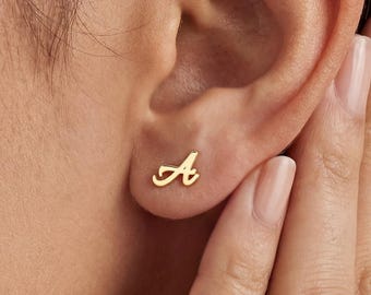 Custom Initial Stud Earrings, Minimalist Initial Earrings, Dainty Letter Charm Earrings, gift for her, birthday gift, gift for mom