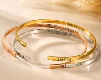 Dainty Cuff Bracelet, Custom Bracelet, Engraved Affirmation Cuff Bracelet, Secret Message Bangle, Gift for Her, Custom Christmas Gift