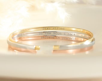 Zierliches Manschetten Armband, Benutzerdefiniertes Armband, Affirmation Manschette Armband, Geheime Nachricht Armreif, Geschenk für sie, Abschlussgeschenk