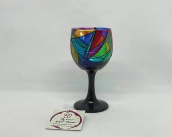 Re-wined Collection, Cathedral hand-painted colorful wine glass