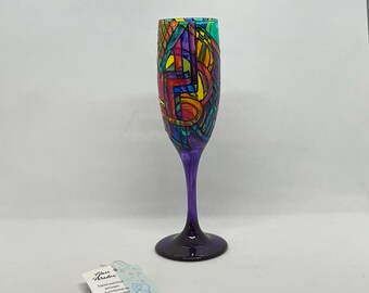 Brite, eclectic hand-painted champagne flute