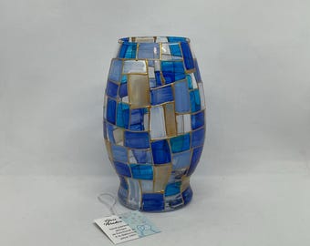 Beachcomber, blues for summer or fall, hand-painted diane bouquet vase