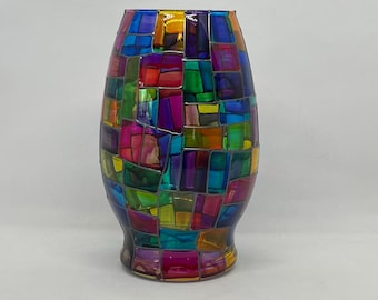 Chancel, stain glass inspired hand-painted, the diane bouquet vase, decorative and functional