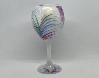 Re-wined Collection, Fan, hand-painted grand goblet, red wine glass