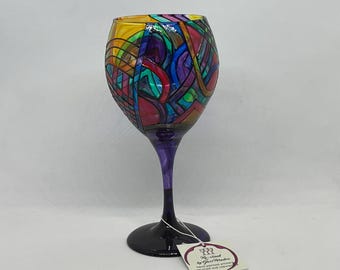 Re-wined Collection, Brite, hand-painted eclectic, grand goblet, red wine