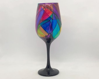 Cathedral, colorful hand-painted all-purpose wine glass
