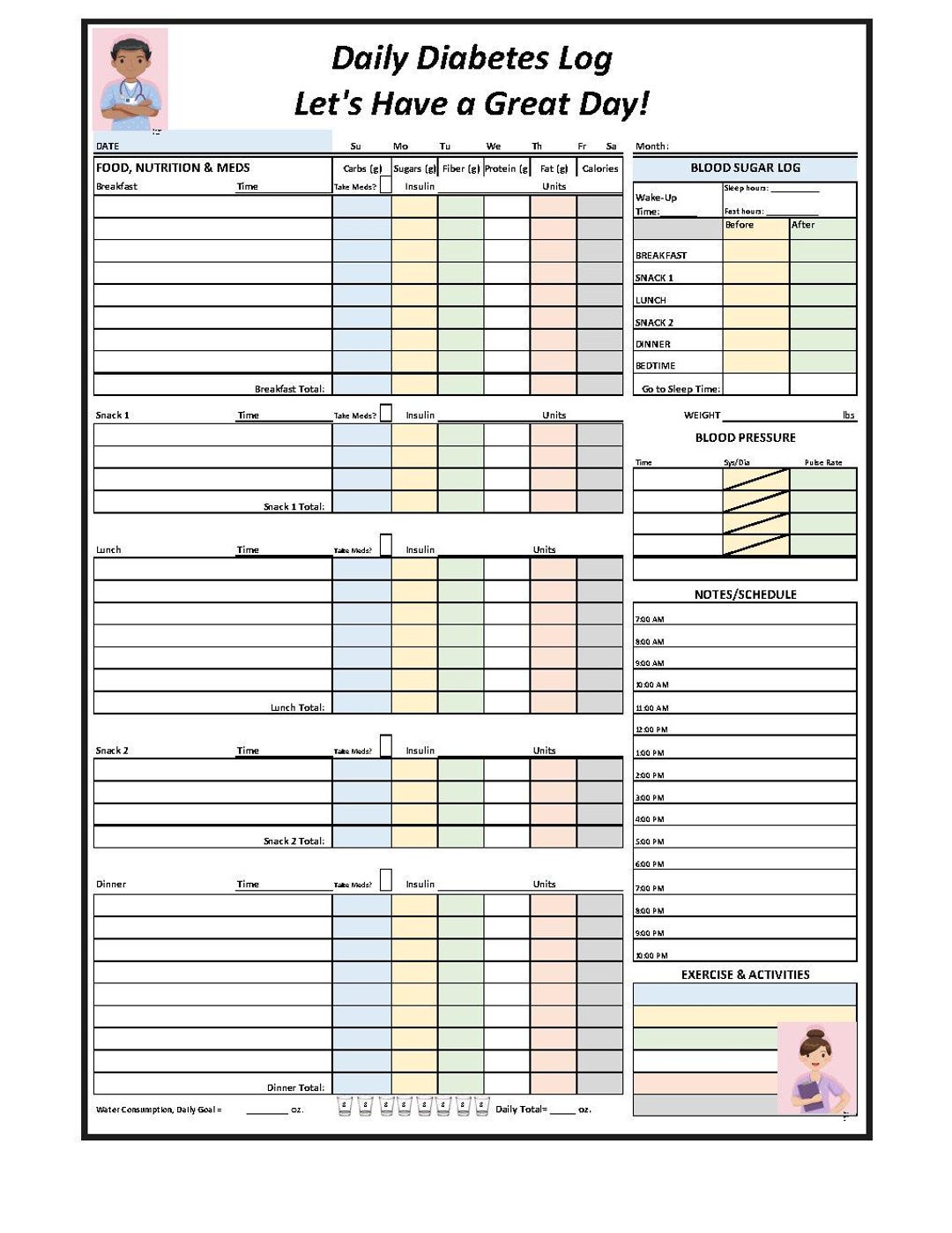 Diabetic Daily Log Track and Succeed! - Etsy