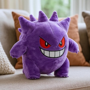 Pokemon Gengar Plushie, Pokemon Anime Plüsch-Puppe, niedliches Cartoon-Plüsch-Spielzeug, Lila Teufel Plushies, weiches gefülltes Tier, Geschenk für Kinder, für sie