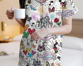 Walt Disney Pajama Set, Disney Pajamas Set,  Mickey and Minnie Pajamas, Disney Lovers Loungewear, Magic Kingdom Sleepwear, WDW Pajama Set