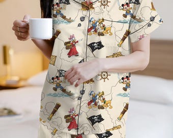 Retro Pirate Mickey And Friends Pajamas Set, Mickey and Friends Pirate Pajamas Set, Disney Cruise Nightwear Set, Disney Caribbean Vacation