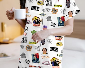 The Office Pajama Set, TV Series Fan PJs, Funny Sitcom Pajamas, Office Party Sleepwear, Cozy Pajamas for Women, Fan Gift Idea
