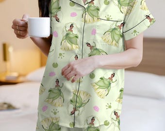 Disneyland Tiana Princess Pajama Set - Disneyland Princess Christmas Pajamas, Princess and the Frog, Disneyland Princess Girl Trip Pajamas