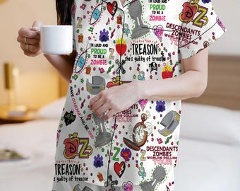 Descendants Zombies World Tour Heart Pajama Set, Descendants Concert Pajama Set, Disney Zombies 4 Sleepwear, Disney Tour Pajama,Gift for fan