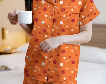 Coraline Button Pattern Pajama Set – Spooky Halloween Sleepwear – Cozy Lounge Set for Women, Creepy Cute PJs Gift