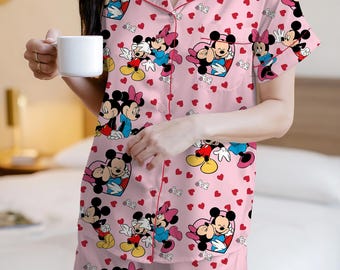Valentine Mickey And Minnie Pajamas Set - Couple Mouse Holiday Pajamas - Disney Family Pajamas, Mickey Love Sleepwear - Gift For Couple