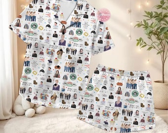 Friends TV Show Pajama Set  - Central Perk Sleepwear, Friends Sitcom Pajama Set, Cute Button Up Pajamas, Friends Fan Gift, Cozy Lounge Set