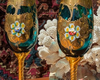 Vintage Murano Tre Fuochi Venetian Glasses