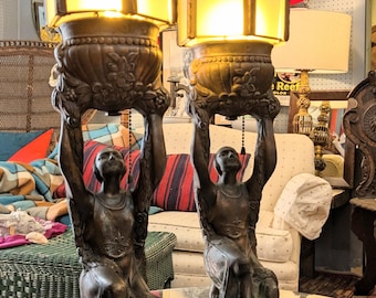 Pair of Art Deco Joan of Arc Lamps