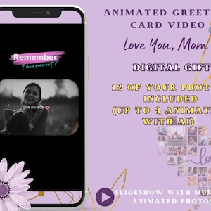 Personalized Animated Photo Slideshow: Love You Mom Video Greeting Card