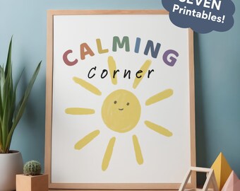 Set of 7 Toddler Calming Corner Posters | Calm Down Corner Printables | Preschool & Classroom Emotional Regulation