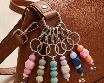 Colorful Silicone Bead Key Ring Charms- 5 Inch Accessory