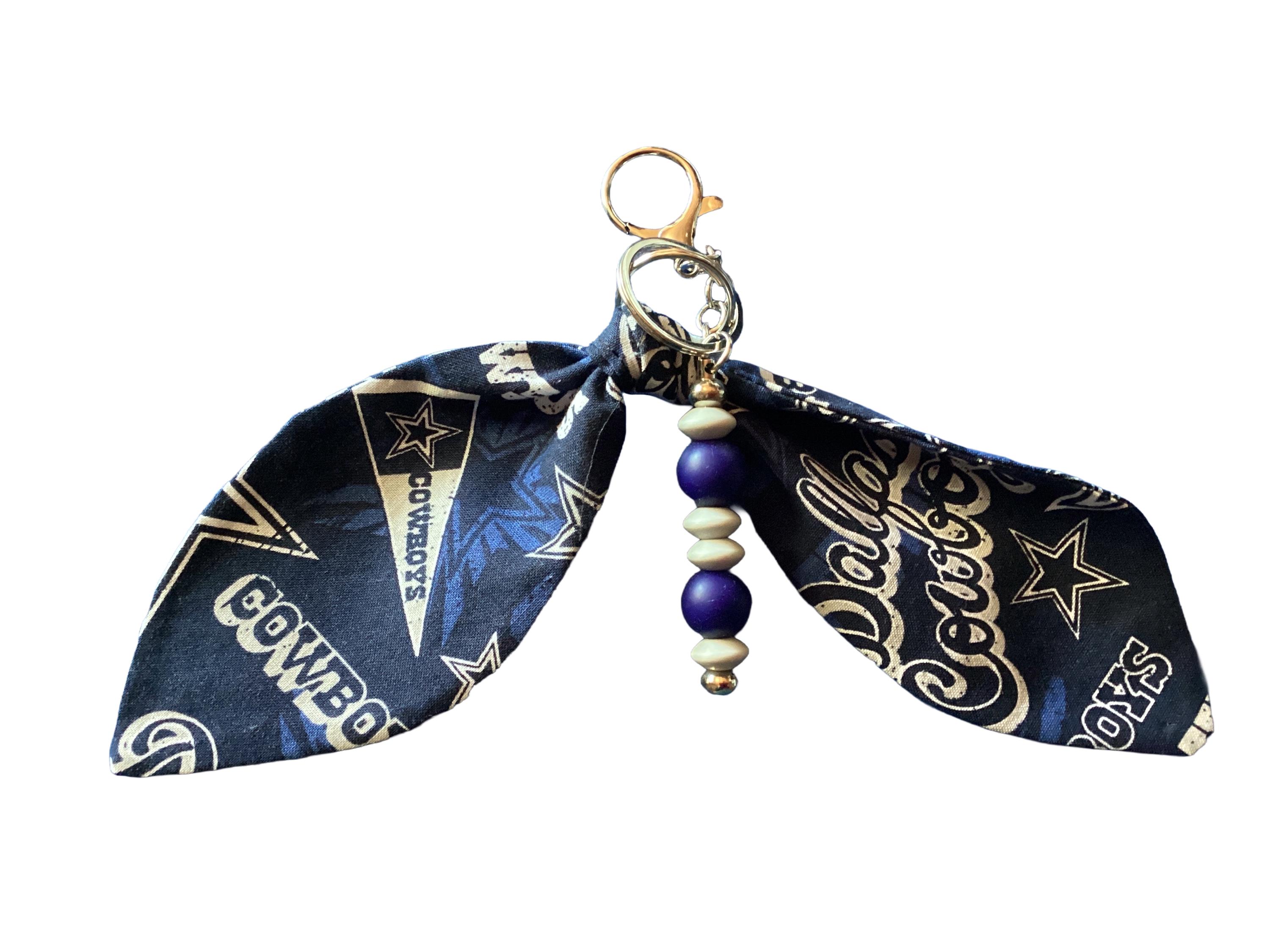 Dallas Cowboys Beaded Keychain | Fabric Bow Wristlet, Game Day ...