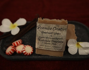 Handmade Marula Oil Soap - Peppermint & Vanilla Holiday Scent