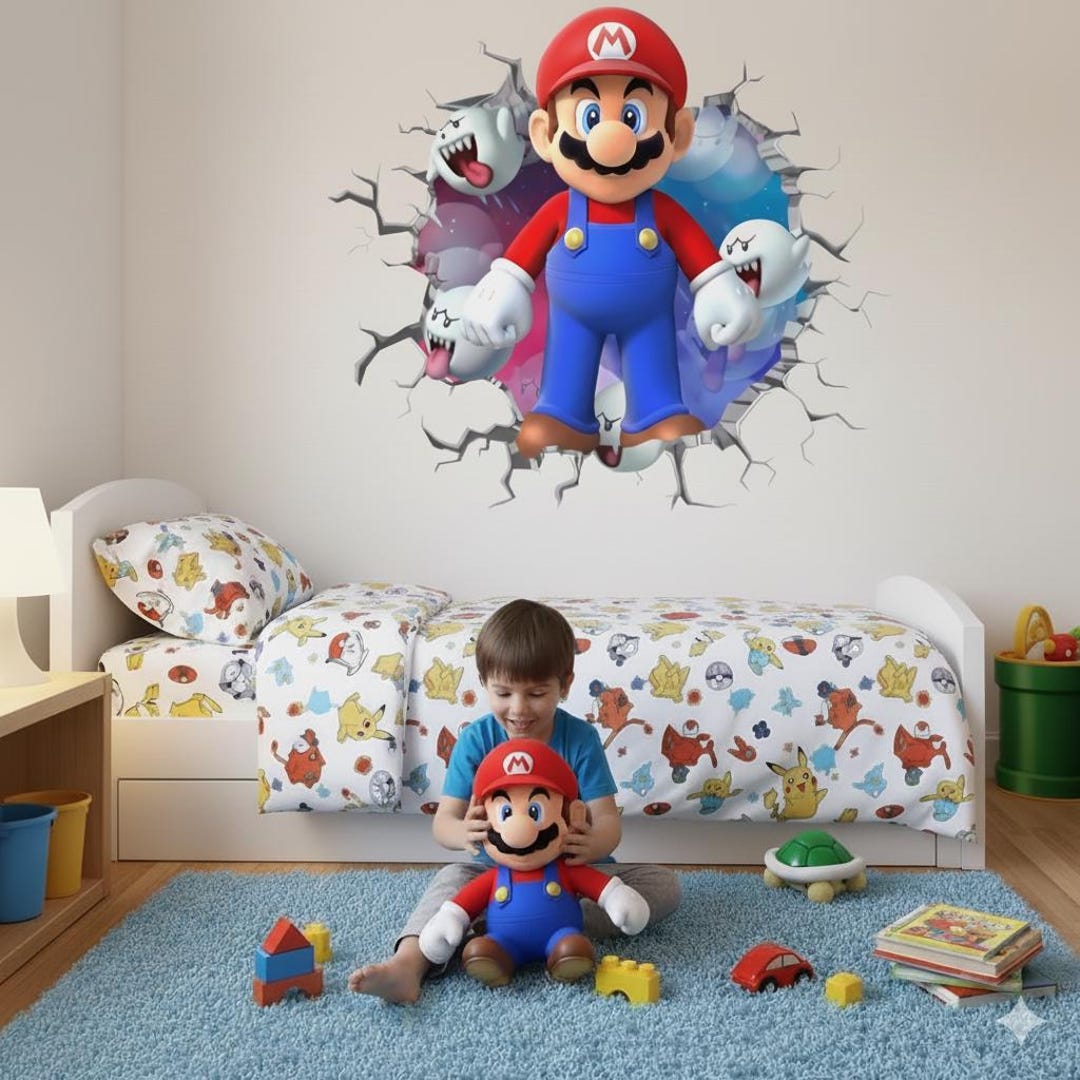 Super Mario Bros Wall Stickers – Kids Room Decor | Cartoon PVC Wall ...