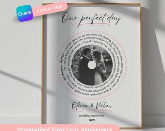 Impresión de vinilo personalizada con letra de canción: regalo fotográfico de aniversario (descarga digital)