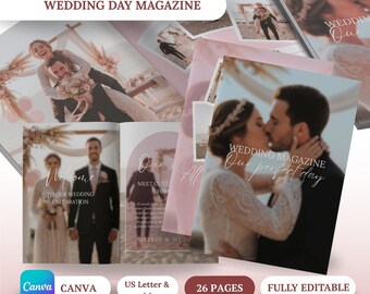 Wedding Magazine Template,Wedding Program Template,Wedding Itinerary,Wedding Booklet,Wedding Welcome Gifts,Custom Canva Template,Fun Facts