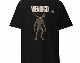 Camiseta Wendigo • Ropa de terror del folclore algonquino • Camiseta de criatura críptida