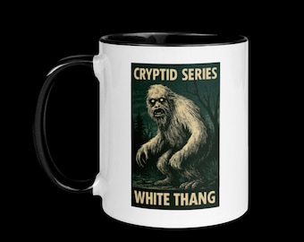Taza de café White Thang: Taza de cerámica de la serie Cryptid