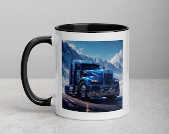 Taza de café única con diseño de camión semirremolque - Serie Trucker