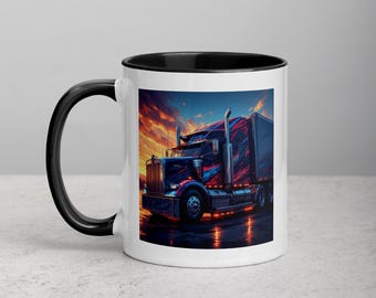 Taza de café con temática de camión semirremolque - Serie Trucker