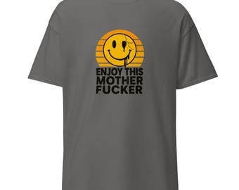 Maglietta con faccina sorridente retrò - Maglietta grafica "Enjoy This Mother Fcker"