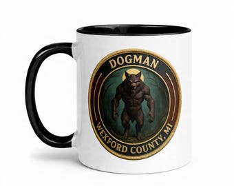 Tazza da caffè Dogman Cryptid – Distintivo del folklore del Michigan – Bicchieri